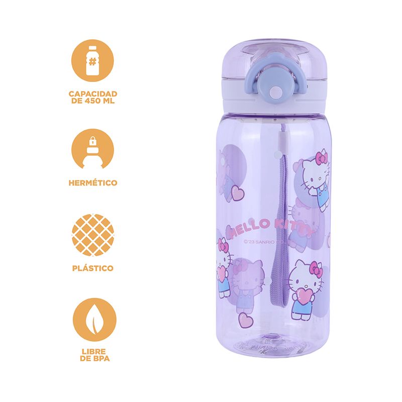 Botella-de-pl-stico-con-correa-450-ml-hello-kitty-serie-sanrio-morado-Sanrio-4-26425