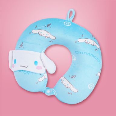 Almohada de viaje de espuma viscoelastica personajes de sanrio y antifaz para dormir cinnamoroll -  Sanrio
