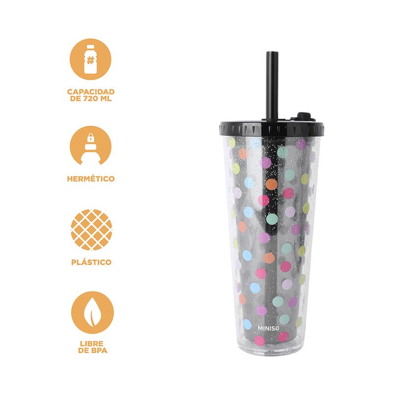Tomatodo-de-pl-stico-de-doble-pared-con-sorbete-serie-dots-720-ml-color-negro-Miniso-3-26437