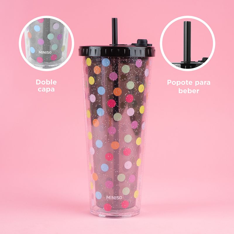Tomatodo-de-pl-stico-de-doble-pared-con-sorbete-serie-dots-720-ml-color-negro-Miniso-5-26437