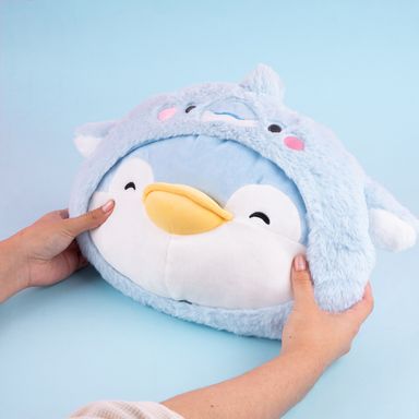 Almohada con forma de cabeza de pinguino azul serie mini family -  Mini Family