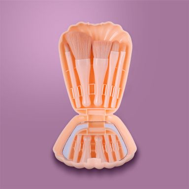 Juego de brochas de maquillaje con espejo y estuche con forma de concha -  Miniso