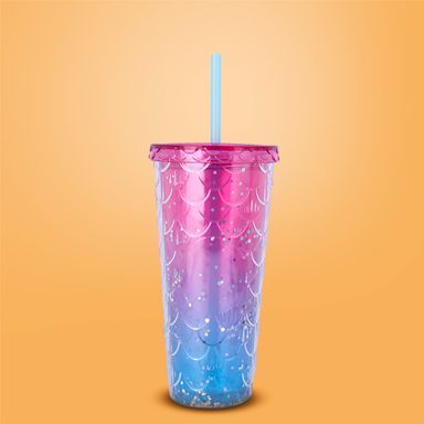 Tomatodo de plástico colección colorida brillante con correa 680 ml rosa y azul -  Miniso