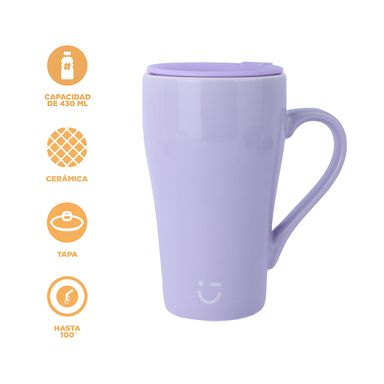 Taza de cerámica de gran capacidad serie solid color 430 ml púrpura -  Miniso