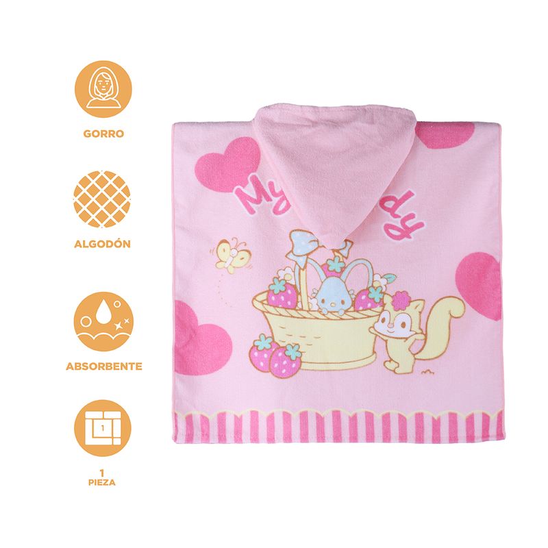 Toalla-infantil-con-capucha-para-ba-o-sanrio-my-melody-55cm-x-55cm-rosa-Sanrio-3-25914