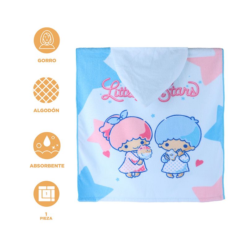Toalla-infantil-con-capucha-para-ba-o-sanrio-little-twin-stars-55cm-x-55cm-azul-Sanrio-3-25915