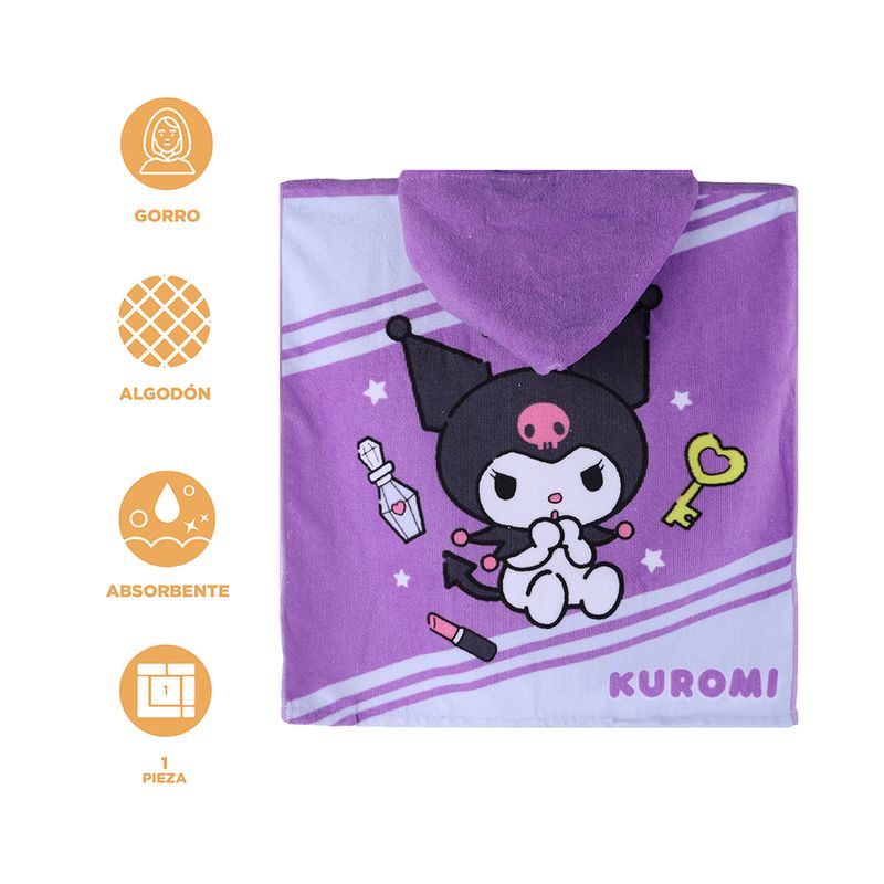 Toalla-infantil-con-capucha-para-ba-o-sanrio-kuromi-55cm-x-55cm-morado-Sanrio-3-25916