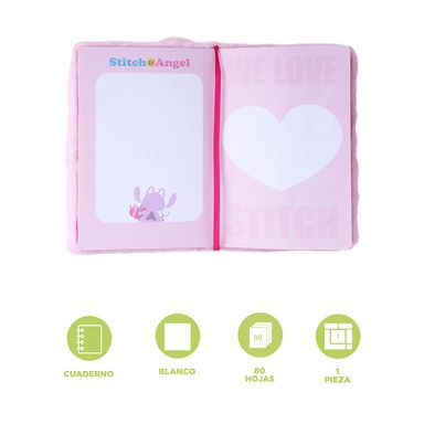 Cuaderno a5 peluche de tapa dura con orejas 3d 80 hojas serie lilo stitch disney -  Lilo & Stitch