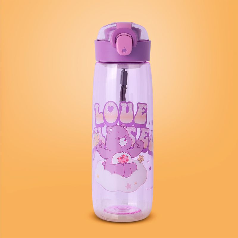 Tomatodo-de-pl-stico-con-tapa-abatible-automatica-y-correa-600ml-p-rpura-serie-care-bears-Care-Bears-2-25436