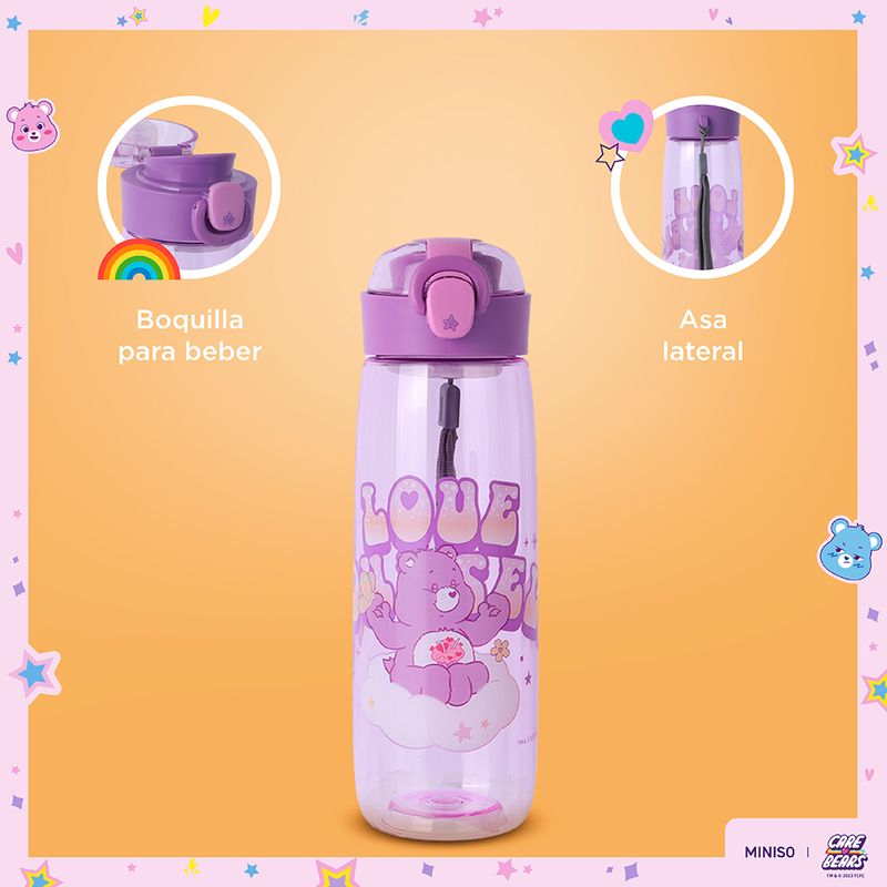 Tomatodo-de-pl-stico-con-tapa-abatible-automatica-y-correa-600ml-p-rpura-serie-care-bears-Care-Bears-5-25436