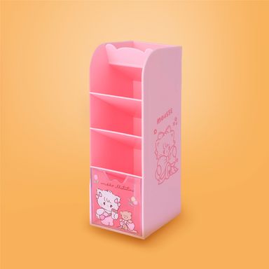 Organizador de plástico portalapices de 4 compartimentos mousse serie mikko color rosa -  Mikko