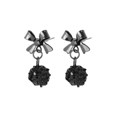 Aretes miniso serie dark esfera con moño 1 par -  Serie Dark