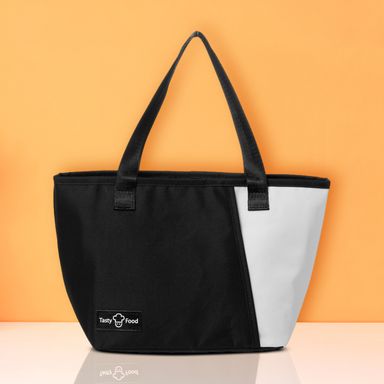 Lonchera miniso bloques de color serie mousse mediana negro y blanco -  Miniso
