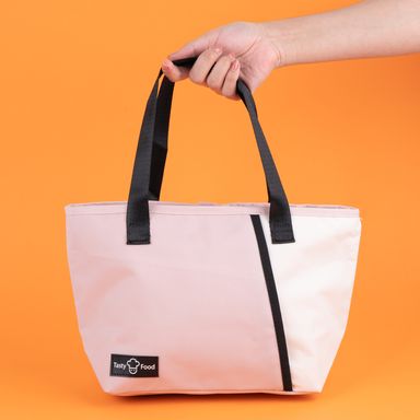 Lonchera miniso bloques de color serie mousse mediana rosa y blanco -  Miniso