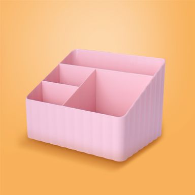Organizador de plástico de 4 compartimentos macaron series para escritorio rosa -  Miniso