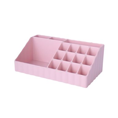 Organizador de plástico de maquillaje serie macaron con compartimentos 3 piezas rosa -  Miniso