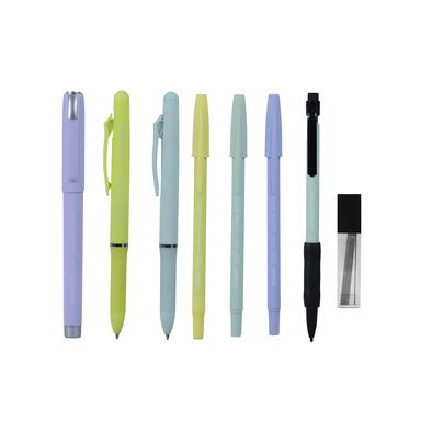 Lapicero set 8 pz juego de papeleria de 8 piezas (2 lapiceros borrables 0.7 mm, 3 lapiceros 1.0 mm, 1 lápiz mecánico, 1 paquete de recargas de plomo,