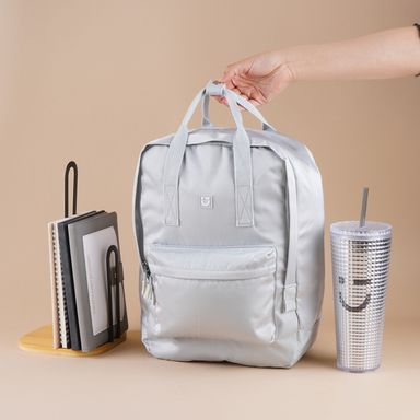 Mochila escolar miniso rectangular con asa gris -  Miniso