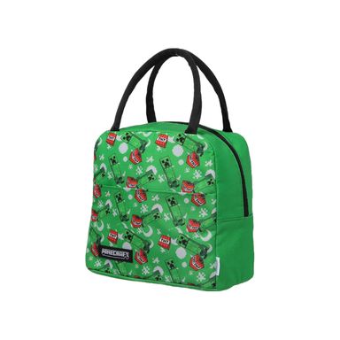 Lonchera minecraft estampada verde con asa negra -  Minecraft
