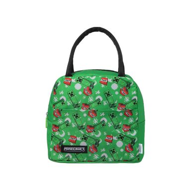 Lonchera minecraft estampada verde con asa negra -  Minecraft