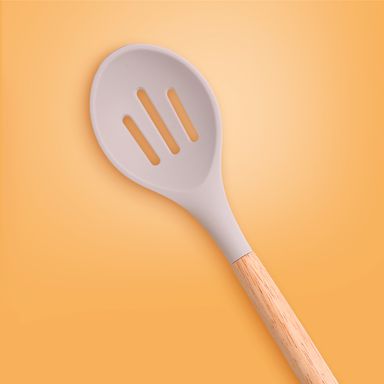 Utensilio de cocina cuchara ranurada serie silicona beige -  Miniso