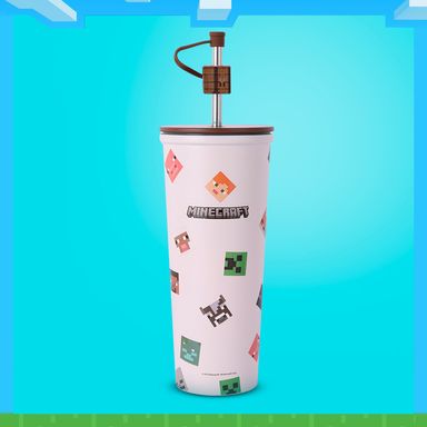 Tomatodo de acero con sorbete de minecraft 650 ml blanca -  Minecraft