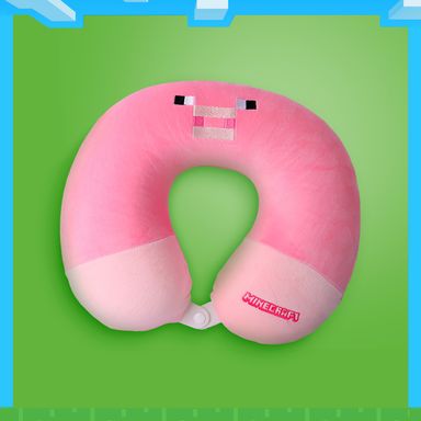 Almohada de viaje de espuma viscoelástica para el cuello de minecraft rosa -  Minecraft