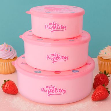 Taper para almacenar alimentos de la serie mis pastelitos 3 piezas -  Mis Pastelitos