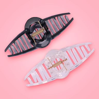 Set de pinzas para cabello miniso ola transparente blanco y negro 2 pzas. -  Miniso