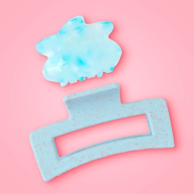 Set de pinzas para cabello miniso estrella de mar y rectangulo azul 3 pzas. -  Miniso