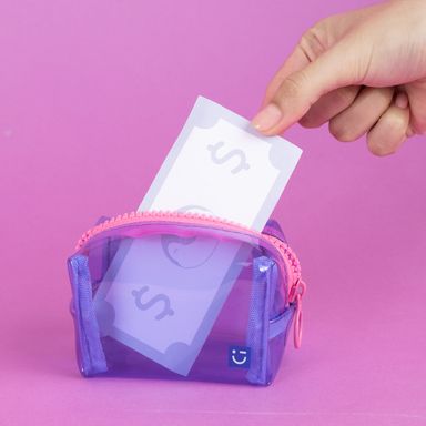 Monedero miniso serie clear plastic morado -  Miniso
