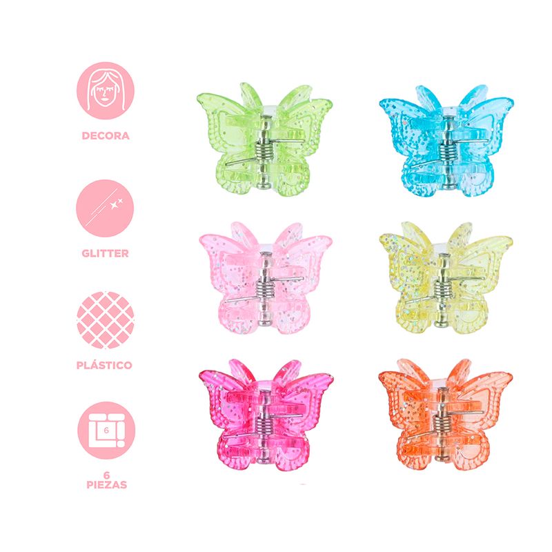 Set-de-pinzas-para-cabello-miniso-serie-colorful-butterfly-2cm-trasnparente-6-pzas-Miniso-3-27315