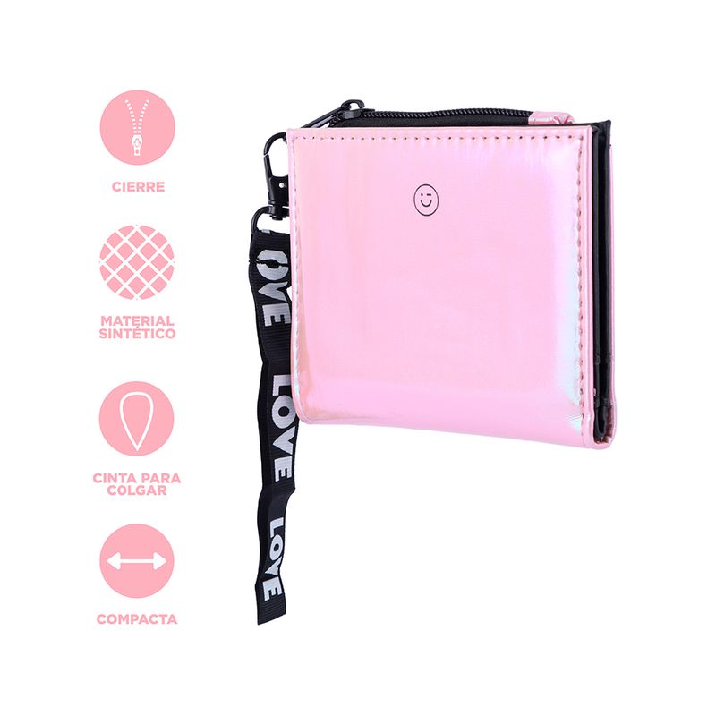 Cartera-de-moda-corta-para-mujer-hologr-fica-rosa-Miniso-4-27349