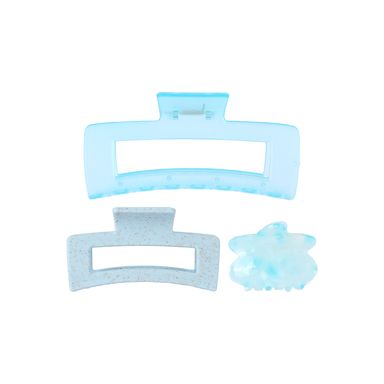 Set de pinzas para cabello miniso estrella de mar y rectangulo azul 3 pzas. -  Miniso