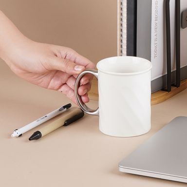 Taza de cerámica serie gris plateado 310 ml blanco -  Silver Gray