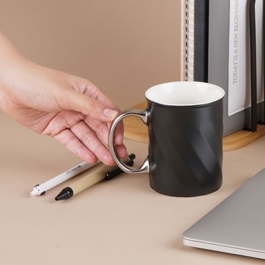 Taza de cerámica serie gris plateado 310 ml negro -  Silver Gray