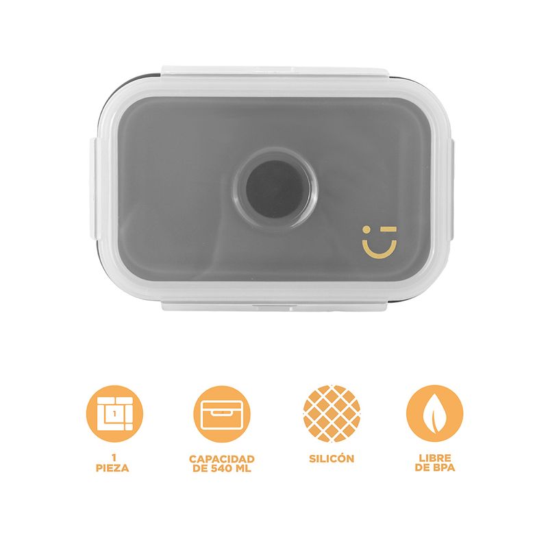 Taper-para-alimentos-plegable-de-silicona-de-540-ml-negro-Silver-Gray-5-27736