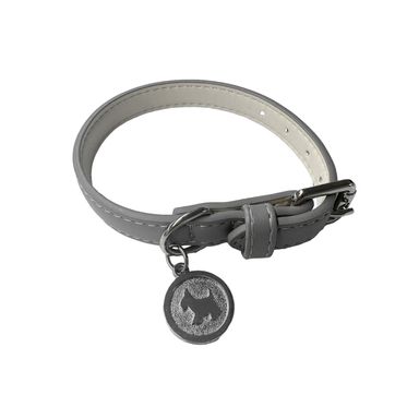 Collar reflectante gris pequeño colgante redondo -  Silver Gray