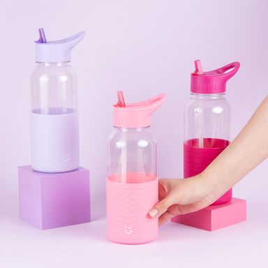 Tomatodo de plástico con asa y funda de color solido 1000 ml rosa - Miniso