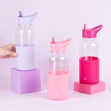 Tomatodo de plástico con asa y funda de color solido 1000 ml púrpura -  Disney