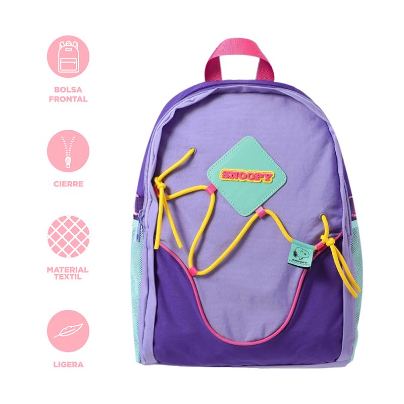 Mochila-escolar-snoopy-agujeta-enfrente-color-morado-Snoopy-Colorful-Vintage-3-27818