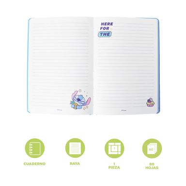 Cuaderno de tapa dura 80 hojas serie lilo & stitch disney -  Stitch Dinner Party