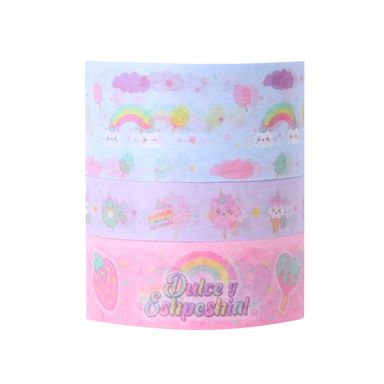 Cinta adhesiva set de 3 rollos serie mis pastelitos -  Mis Pastelitos
