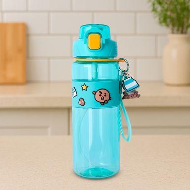 Tomatodo de plástico de la colección bt21 con correa y funda 800 ml shooky aqua -  BT21