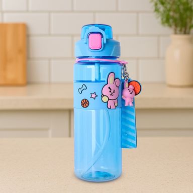 Tomatodo de plástico de la colección bt21 con correa y funda 800 ml cooky azul -  BT21
