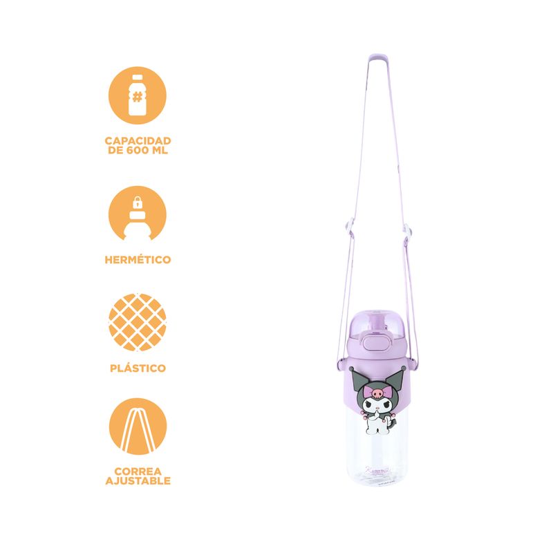 Tomatodo-de-pl-stico-de-agua-con-tapa-y-sorbete-600-ml-kuromi-serie-sanrio-color-morado-Sanrio-4-28194