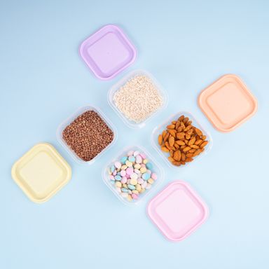 Taper de alimentos de colección colorida cuadrado 4 piezas 180 ml -  Miniso