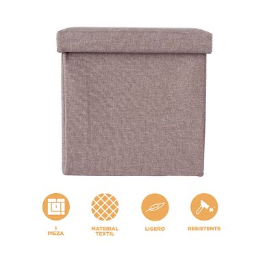 Organizador de tela caja de almacenamiento plegable cuadrada marron -  Miniso