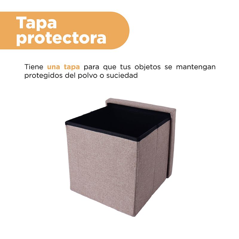 Organizador-de-tela-caja-de-almacenamiento-plegable-cuadrada-marron-Miniso-5-28263
