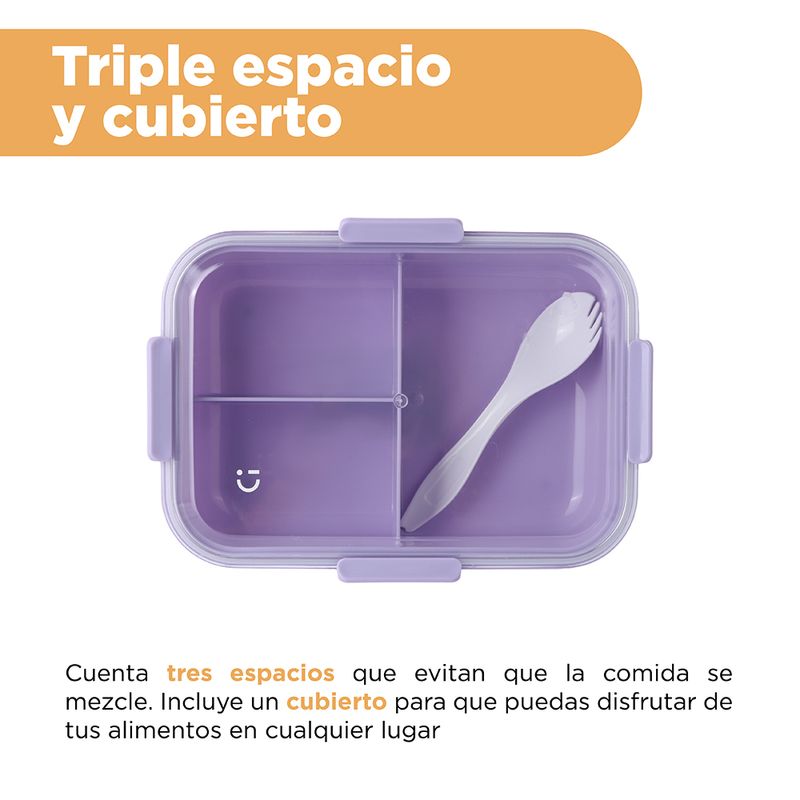 Taper-fiambrera-de-3-compartimentos-de-color-en-contraste-con-cuchara-1350-ml-p-rpura-Miniso-5-28380